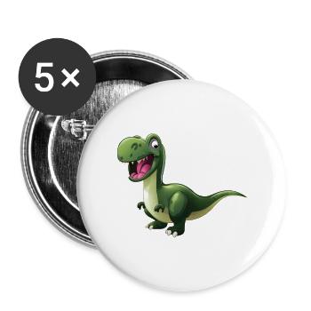 Dinosaurs - Buttons small 1''/25 mm (5-pack) - white - Front