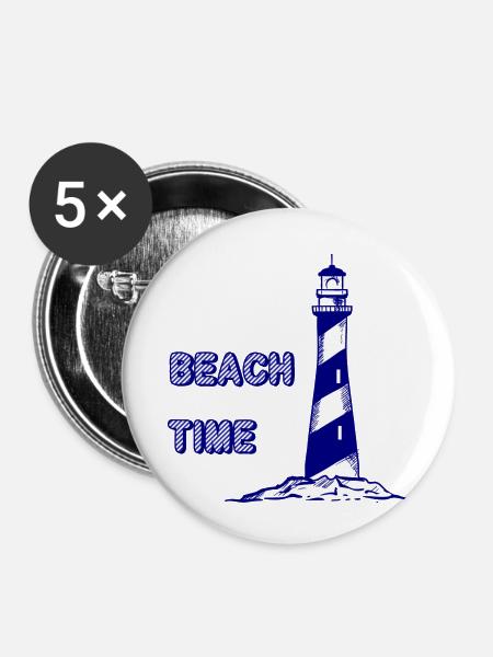 beach time - Buttons klein 25 mm (5er Pack) - Weiß