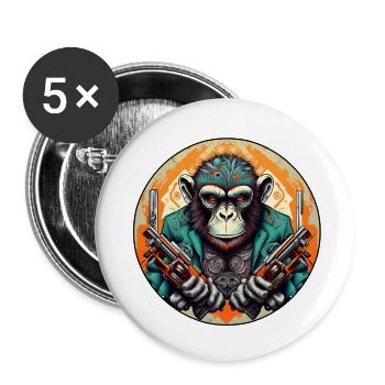 Bad Monkey - Buttons klein 25 mm (5er Pack) - Weiß - Vorne