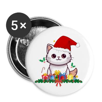Drôles de chats de Noël - Lot de 5 petits badges (25 mm) - blanc - Devant