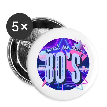 back to the 80s - zürück in die 80er - retro - Buttons klein 25 mm (5er Pack) - Weiß - Vorne