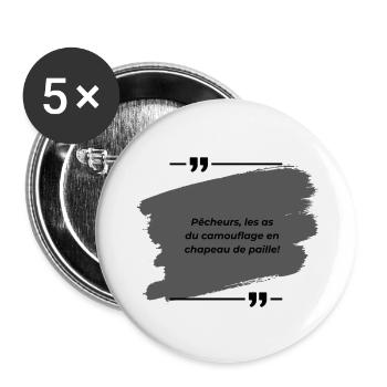 Pêcheurs, les as du camouflage en chapeau... - Lot de 5 petits badges (25 mm) - blanc - Devant