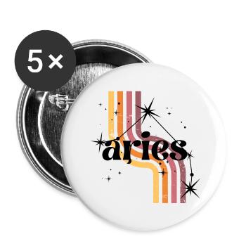 Widder Retro-Horoskop - Buttons klein 25 mm (5er Pack) - Weiß - Vorne