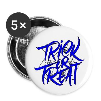 Halloween: Süßes oder Saures" mit Stil neu aufgelegt - Buttons klein 25 mm (5er Pack) - Weiß - Vorne