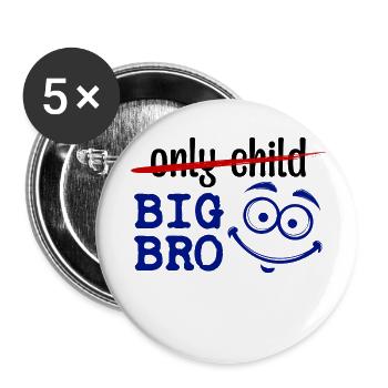 Einzelkind Großer Bruder Statement Bruderherz - Buttons klein 25 mm (5er Pack) - Weiß - Vorne