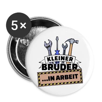 Bruderherz Geschwister Großer Bruder Statement - Buttons klein 25 mm (5er Pack) - Weiß - Vorne