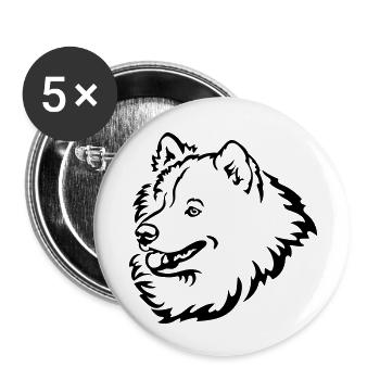 Samoyed head - Buttons small 1''/25 mm (5-pack) - white - Front