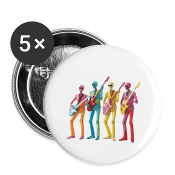 Les squelettes colorés de la musique - Lot de 5 petits badges (25 mm) - blanc - Devant