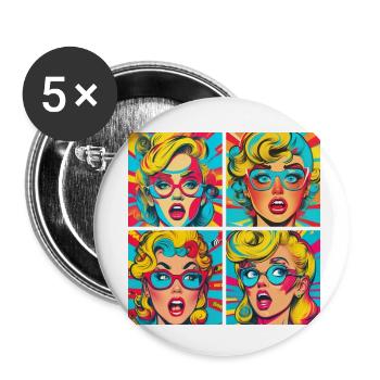 funny pop art - Lot de 5 petits badges (25 mm) - blanc - Devant