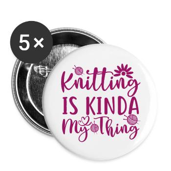 Knitting is a kinda my thing, knitting handwork - Buttons small 1''/25 mm (5-pack) - white - Front