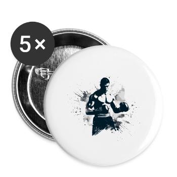 Poings levés, boxe! - Lot de 5 petits badges (25 mm) - blanc - Devant