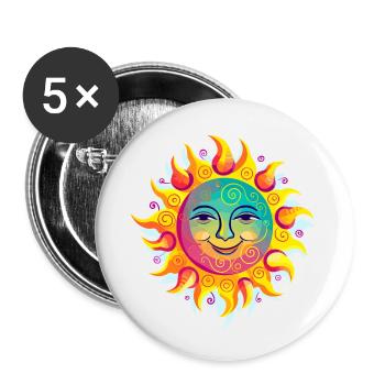 strahlende Sonne - Buttons klein 25 mm (5er Pack) - Weiß - Vorne