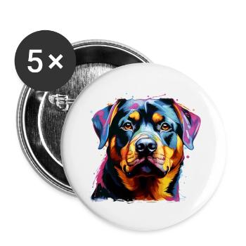 un cher Rottweiler - Lot de 5 petits badges (25 mm) - blanc - Devant