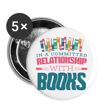 Book Gift Books Reader Book Lover Reading - Buttons small 1''/25 mm (5-pack) - white - Front
