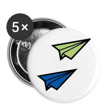 Avion en papier - Lot de 5 petits badges (25 mm) - blanc - Devant