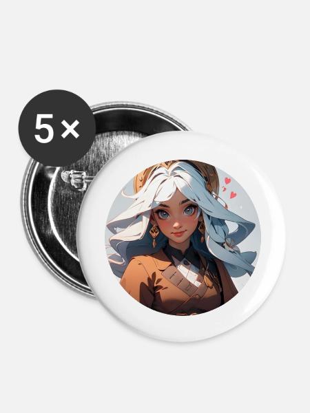 Princess 2 - Buttons klein 25 mm (5er Pack) - Weiß