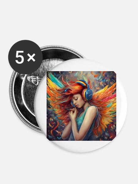 Musicdaydream Nr.5 - Buttons klein 25 mm (5er Pack) - Weiß