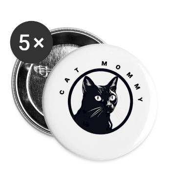 Maman chat - Lot de 5 petits badges (25 mm) - blanc - Devant