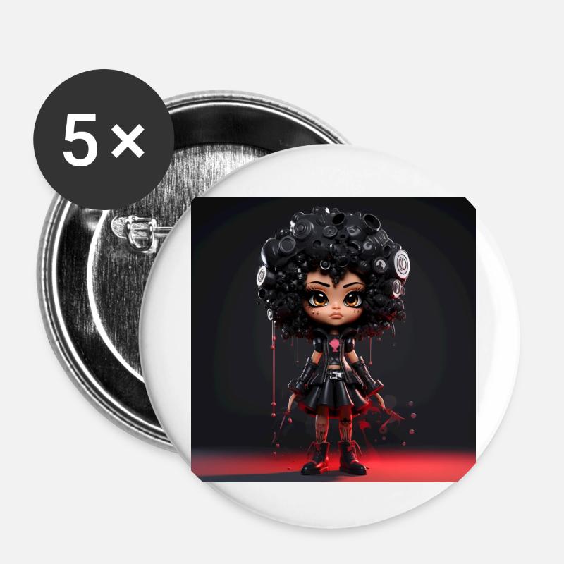 Betty Boop - Buttons klein 25 mm (5er Pack) - Weiß