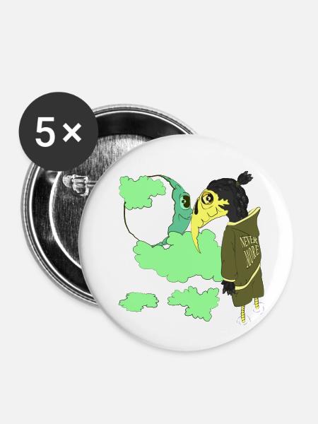 NIE MEHR - Buttons klein 25 mm (5er Pack) - Weiß