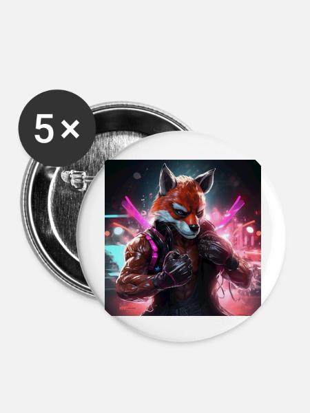 BOXEN FOX - Buttons klein 25 mm (5er Pack) - Weiß