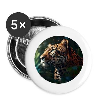 Leoparden Face Up Für Wildtier Fan Und Naturlieber - Buttons klein 25 mm (5er Pack) - Weiß - Vorne