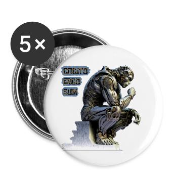 Cogito 02 – Cyborg-Denker Cogito Ergo Sum - Buttons klein 25 mm (5er Pack) - Weiß - Vorne