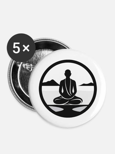 schlichte Meditation - Buttons klein 25 mm (5er Pack) - Weiß