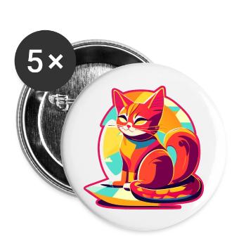 Cat on pillow - Buttons small 1''/25 mm (5-pack) - white - Front