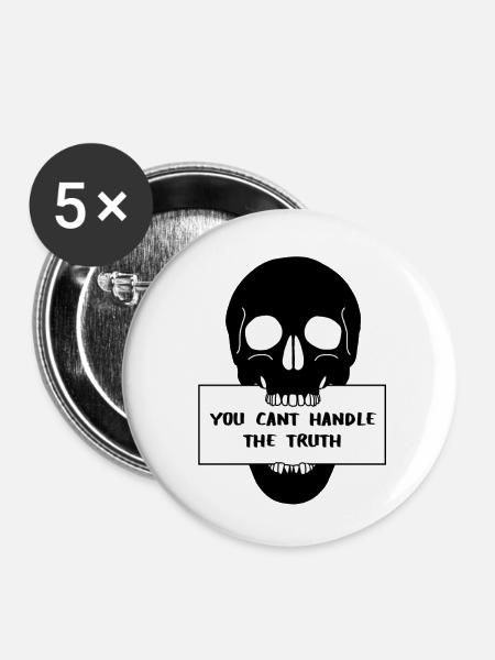 Totenkopf Schädel mit Schild - Buttons klein 25 mm (5er Pack) - Weiß