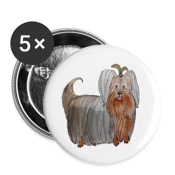 Yorkshire terrier - Buttons small 1''/25 mm (5-pack) - white - Front