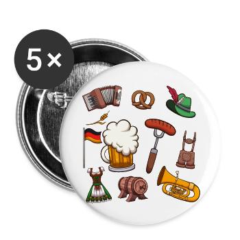 Éléments de l’Octoberfest - Lot de 5 petits badges (25 mm) - blanc - Devant