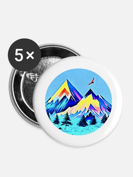 Lonely Eagle - Buttons klein 25 mm (5er Pack) - Weiß