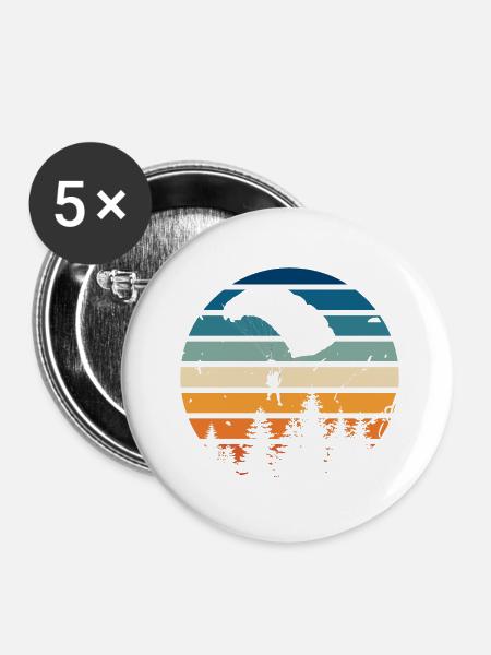 Retro-Fallschirm - Buttons klein 25 mm (5er Pack) - Weiß