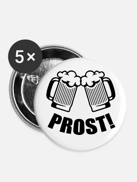 prost - Buttons klein 25 mm (5er Pack) - Weiß