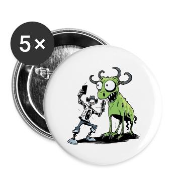 Selfie Alien - Lot de 5 petits badges (25 mm) - blanc - Devant