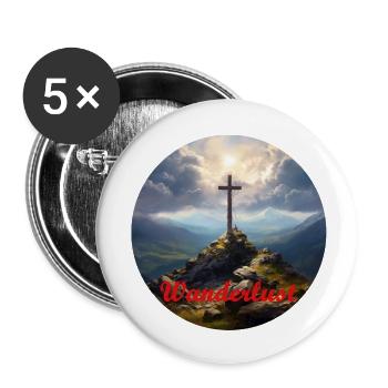 Am Gipfelkreuz: Wo Himmel und Erde sich berühren - Buttons klein 25 mm (5er Pack) - Weiß - Vorne