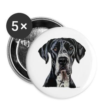 Great Dane - Dänische Dogge - Buttons klein 25 mm (5er Pack) - Weiß - Vorne