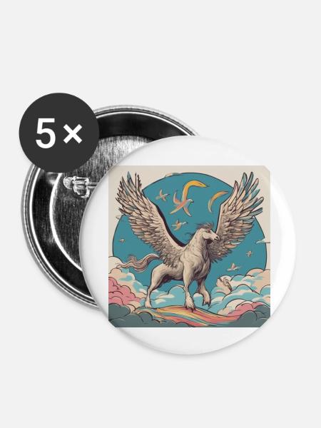 Pegasus - Buttons klein 25 mm (5er Pack) - Weiß
