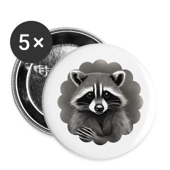 Waschbär 1.7 - Buttons klein 25 mm (5er Pack) - Weiß - Vorne