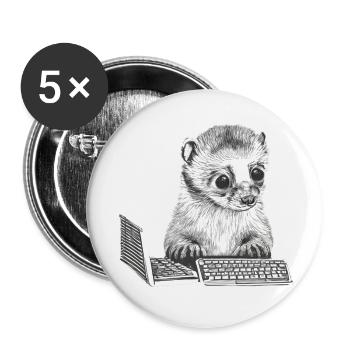 NIEDLICHES GEEK-FRETTCHEN - Buttons klein 25 mm (5er Pack) - Weiß - Vorne