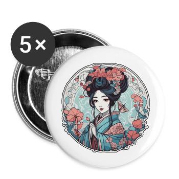 Geisha - Buttons klein 25 mm (5er Pack) - Weiß - Vorne