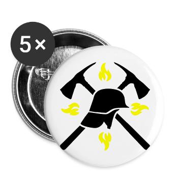 Casque de pompier Axe 2 - Lot de 5 petits badges (25 mm) - blanc - Devant