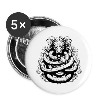 Cyber Sigilism Snake Tattoo Design - Buttons small 1''/25 mm (5-pack) - white - Front