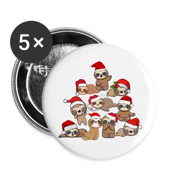 Paresseux de Noël - Lot de 5 petits badges (25 mm) - blanc - Devant