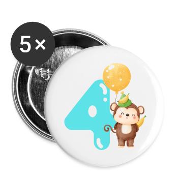 4ème anniversaire. Cadeau de 4 ans - Lot de 5 petits badges (25 mm) - blanc - Devant