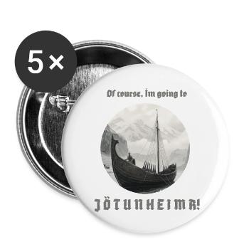 Un navire viking navigue vers Jötunheim avec inscription - Lot de 5 petits badges (25 mm) - blanc - Devant