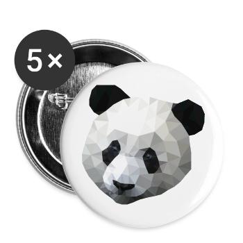 Panda polygone - Lot de 5 petits badges (25 mm) - blanc - Devant