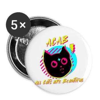 All Cats are Beautiful - Buttons small 1''/25 mm (5-pack) - white - Front
