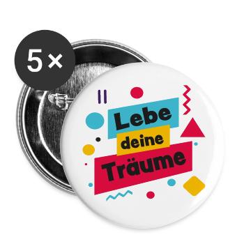 Lebe deine Träume - bunt und lebensfroh - Buttons klein 25 mm (5er Pack) - Weiß - Vorne